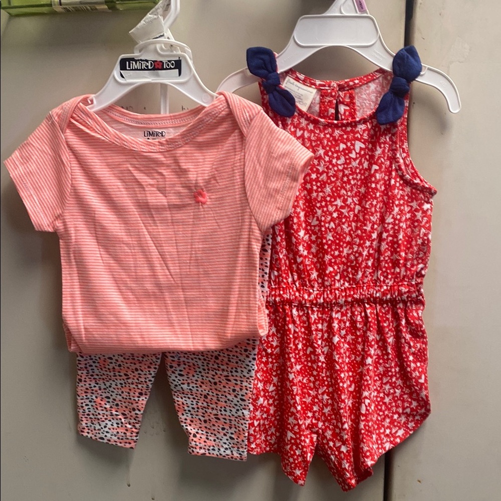 2 Girls' Pink and Red Outfit Sets